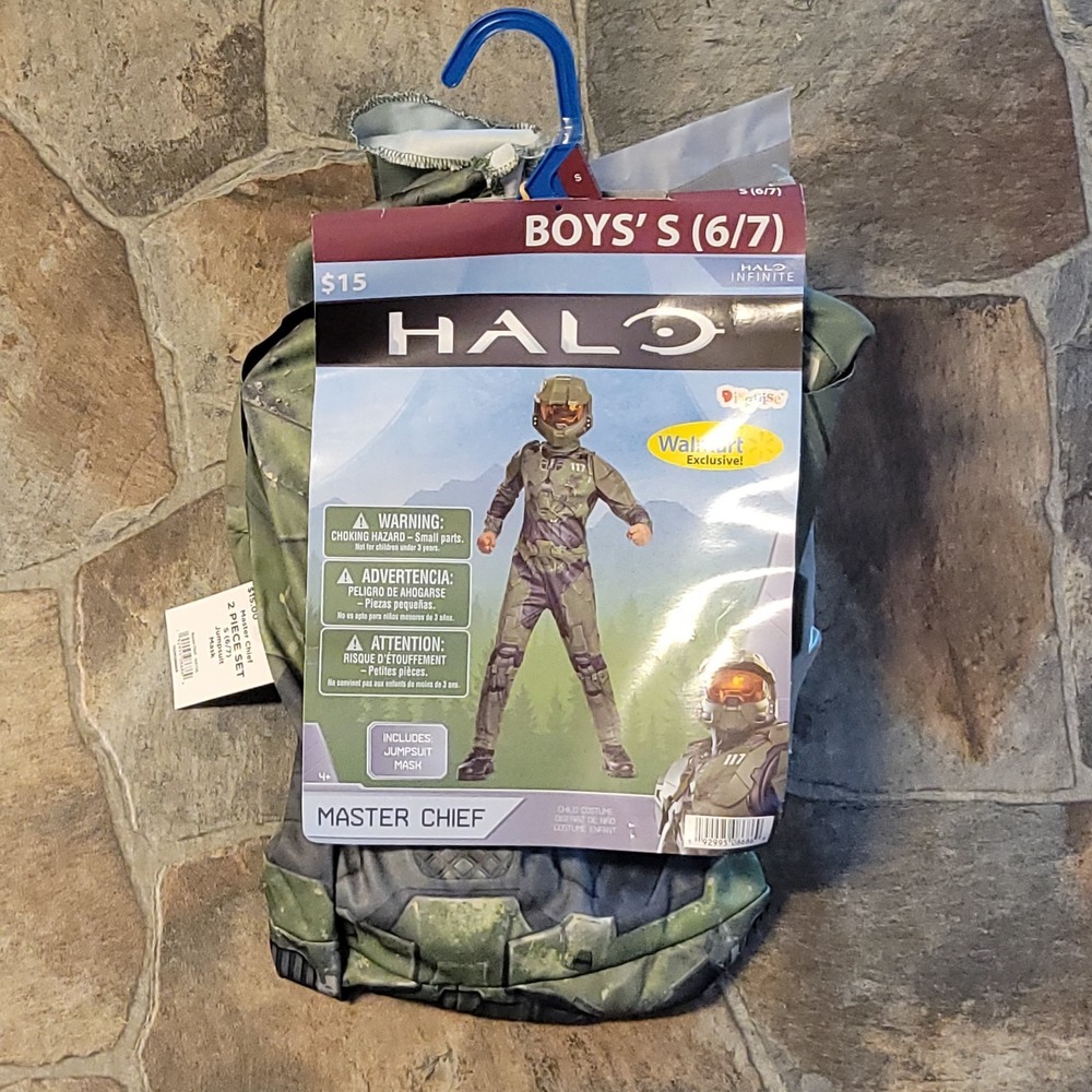 NEW Halo Master Chief Boys Costume Size S (6/7) Disguise Halloween Jumpsuit Mask
